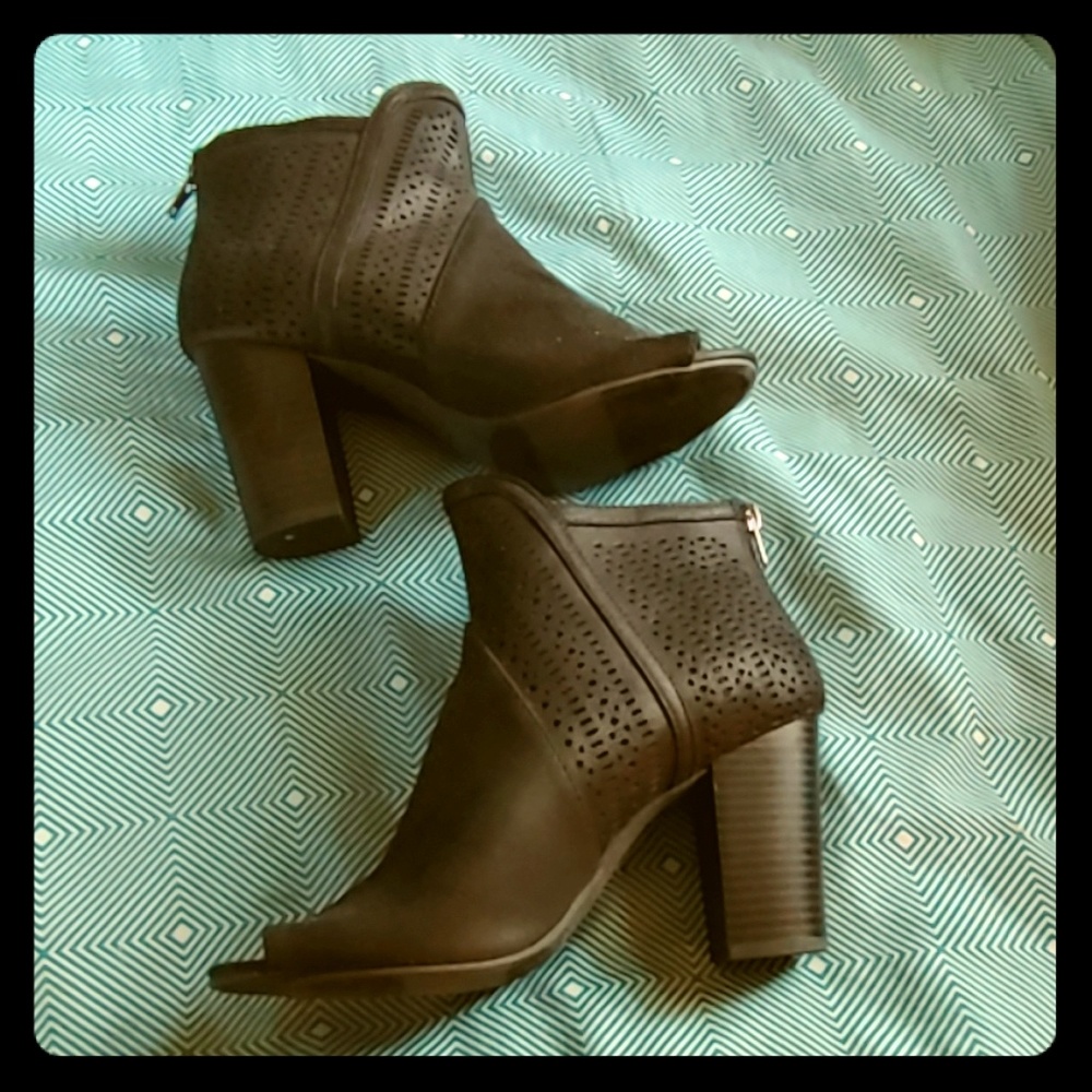 Peep toe ankle booties